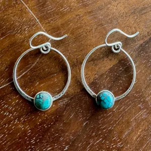 Large Turquoise Hoop Earrings