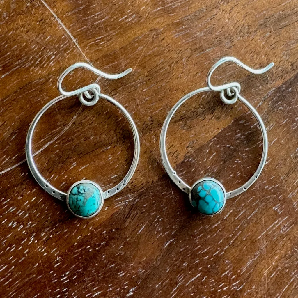 Large Turquoise Hoop Earrings
