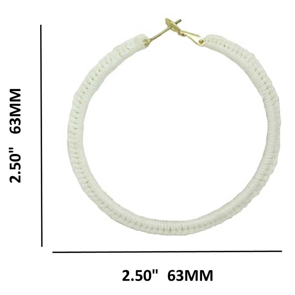 Large White Crochet Hoop Pierced Earring - STXE20