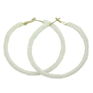 Large White Crochet Hoop Pierced Earring - STXE20