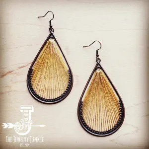 Large Woven Teardrop Earrings in Mustard: Multi