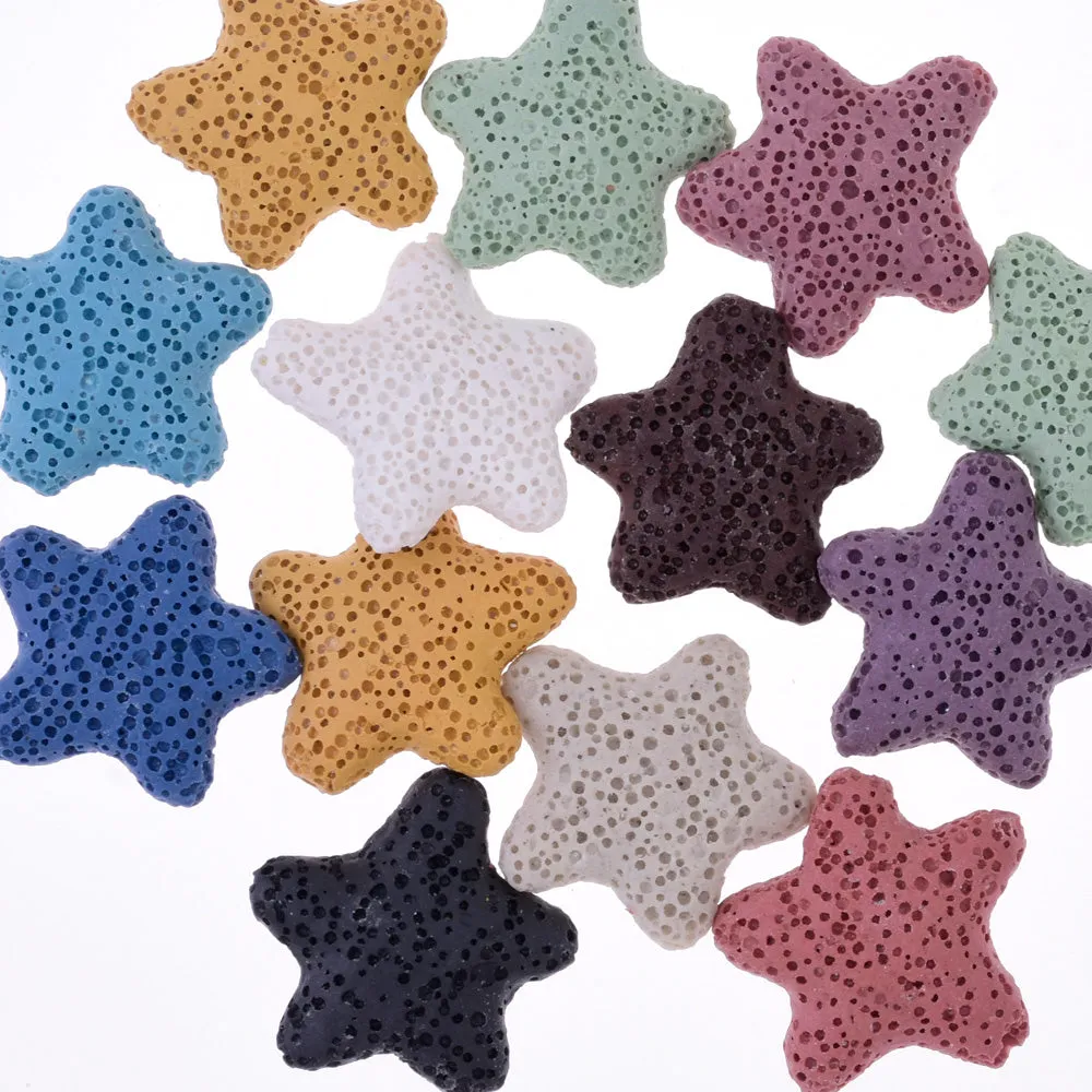 Lava Beads starfish pendant DIY beads Earrings Accessories 25mm 1.2mm hole mixed color 10pcs/lot