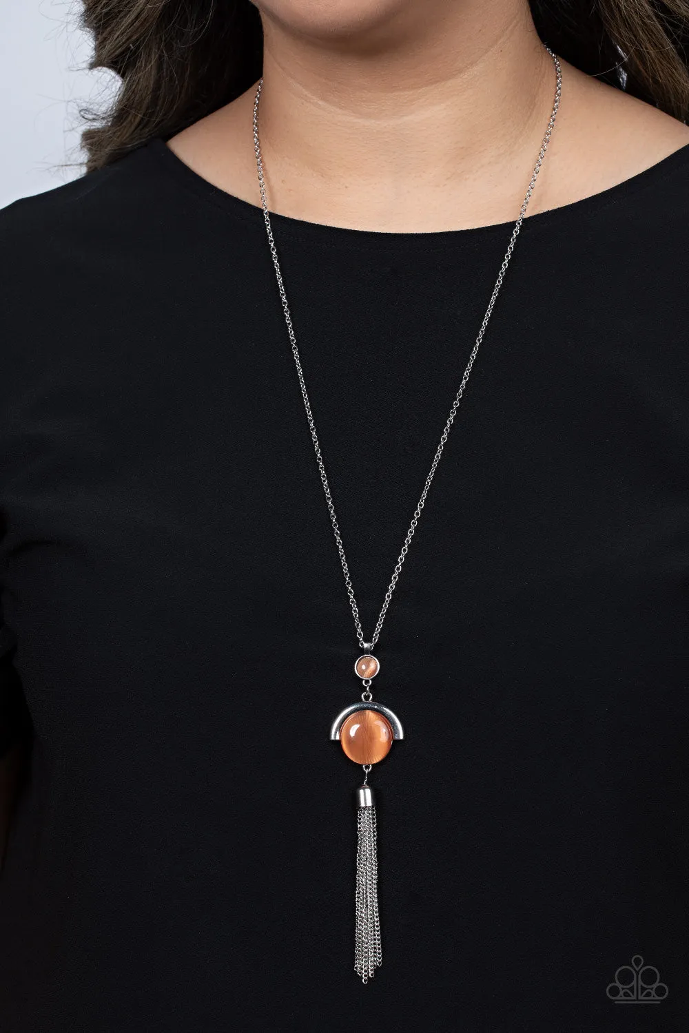 Lavishly Lucid - Orange (Cat's Eye Stone) Necklace