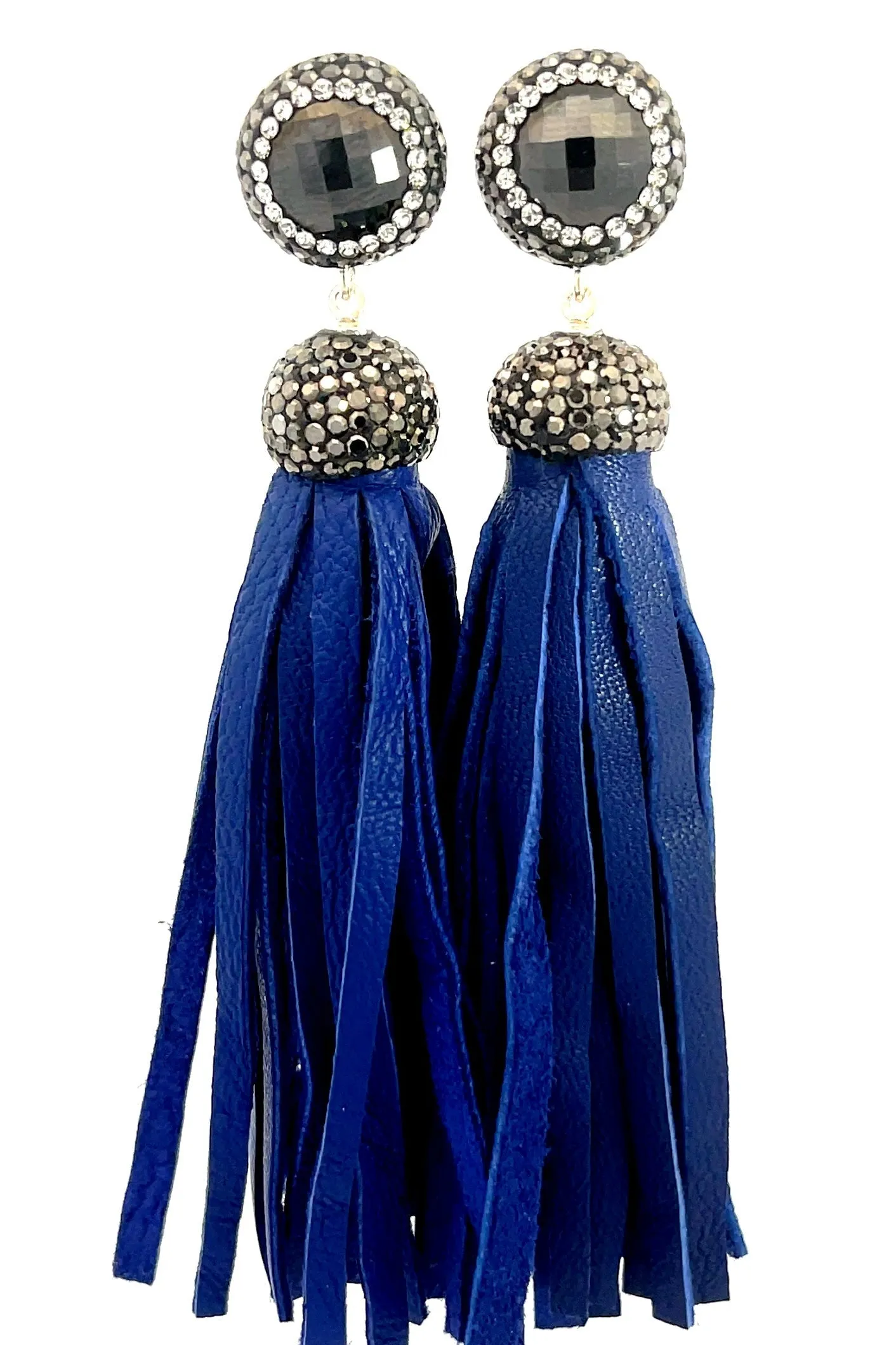 Leather 925 Sterling Silver Gemstone Tassel Earring