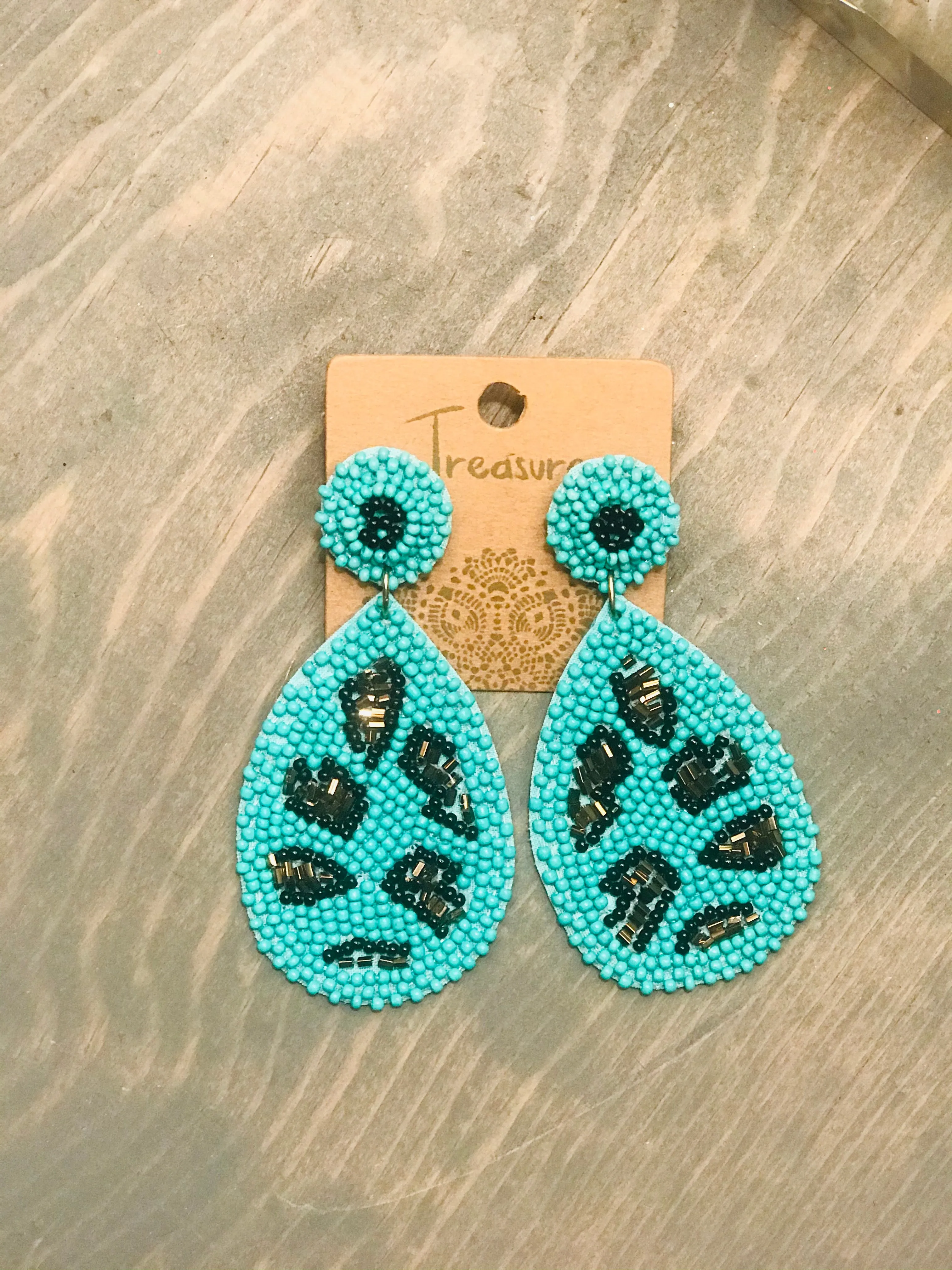 Leopard Bead Teardrop Earrings {In 2 Colors}