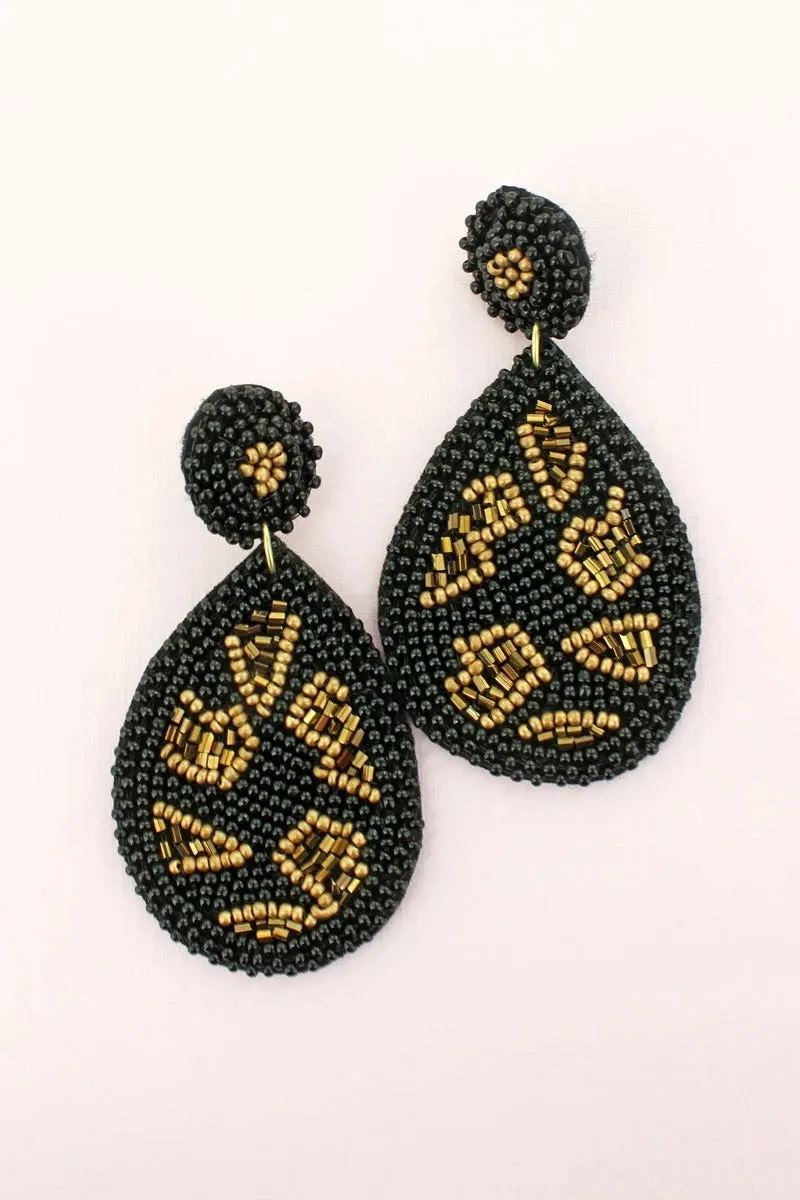 Leopard Bead Teardrop Earrings {In 2 Colors}
