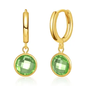 Light Green Crystal & 18K Gold-Plated Round Huggie Earrings