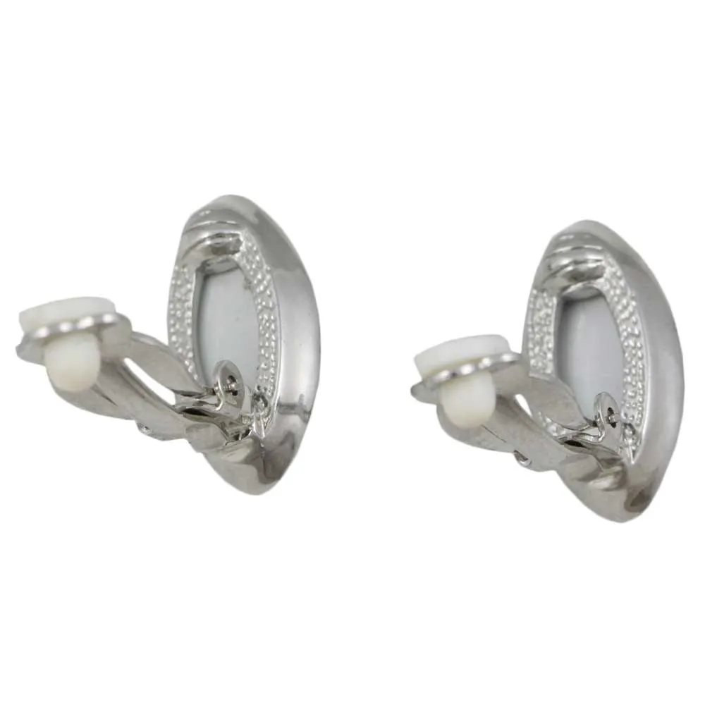 Light Green Marquis Glass with Clear Crystals Clip Earring - REC281C