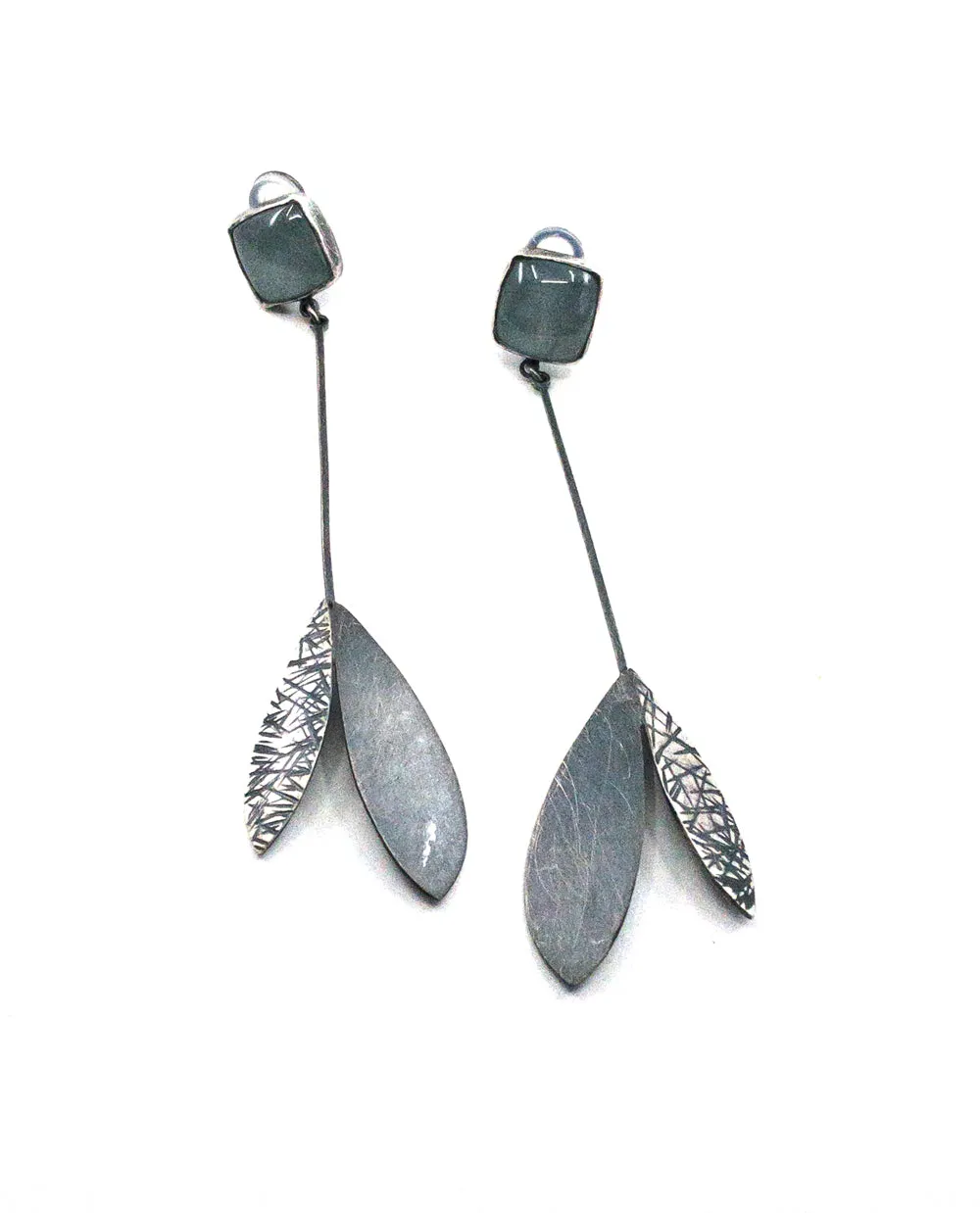 Linear Double Feather Earrings