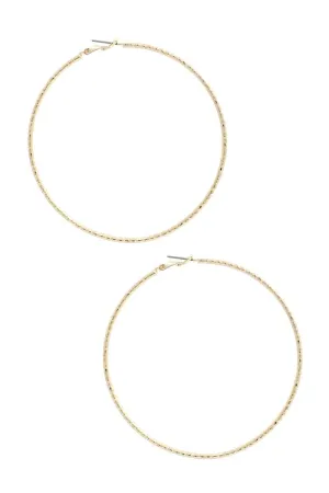 Lined Metal Hoop Earring