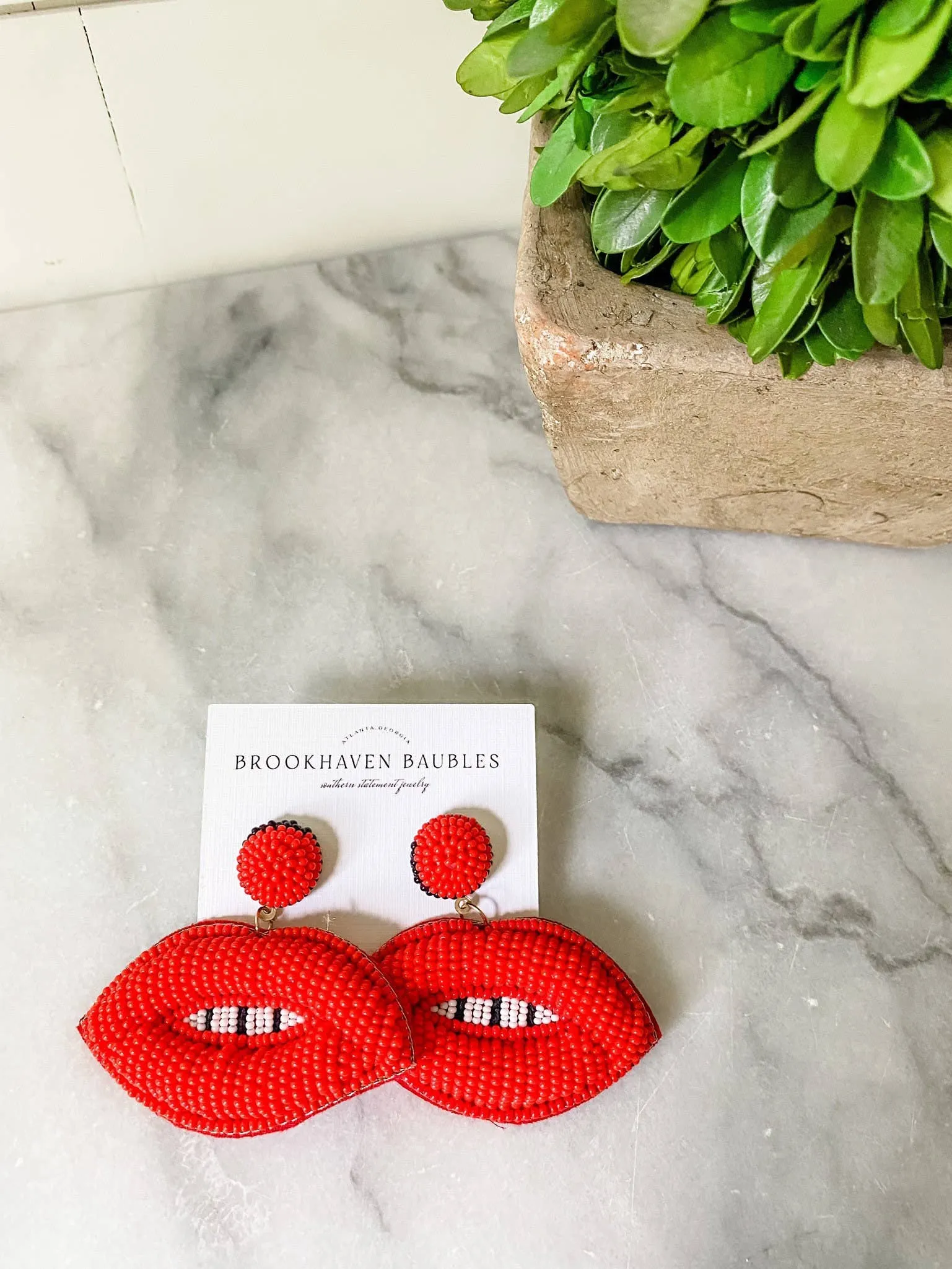 Lips Beaded Earrings- Southern Beaded Statement Fashion Earrings