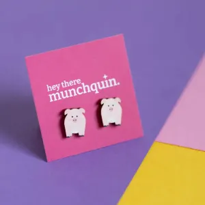 Little Pink Pigs - Eco Friendly Wooden Stud Earrings