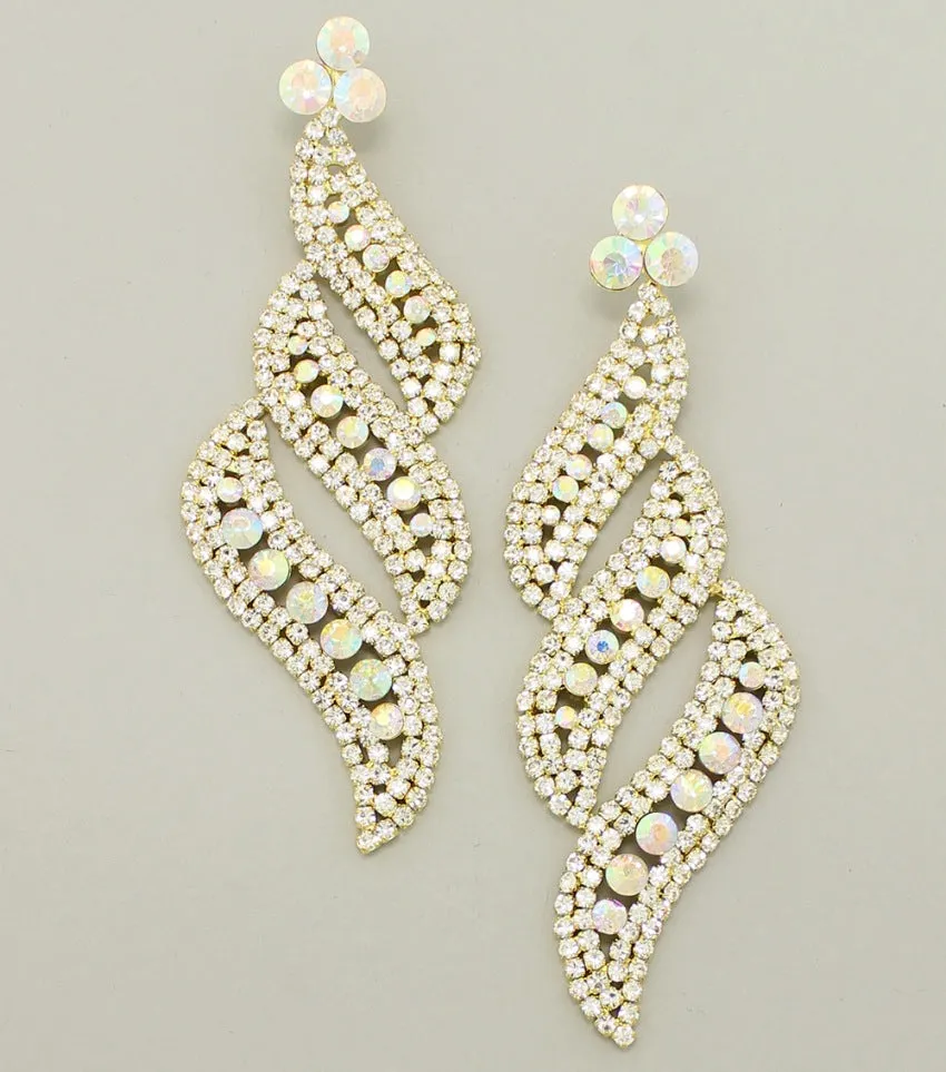 Long AB Statement Earrings on Gold | bolts | 364553