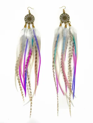 Long Bohemian Feather Earrings - Dream Catchers