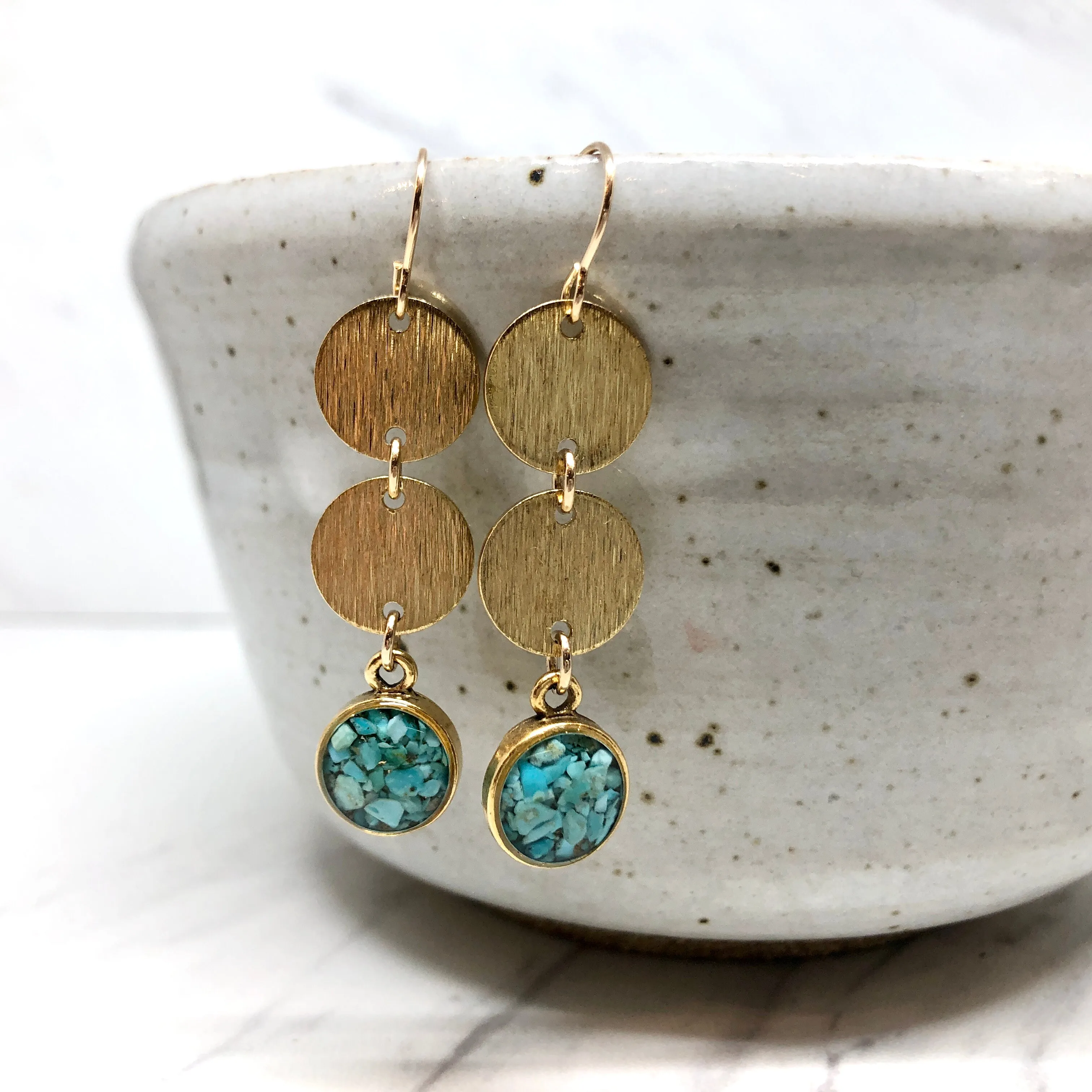 Long circles   Turquoise Earrings