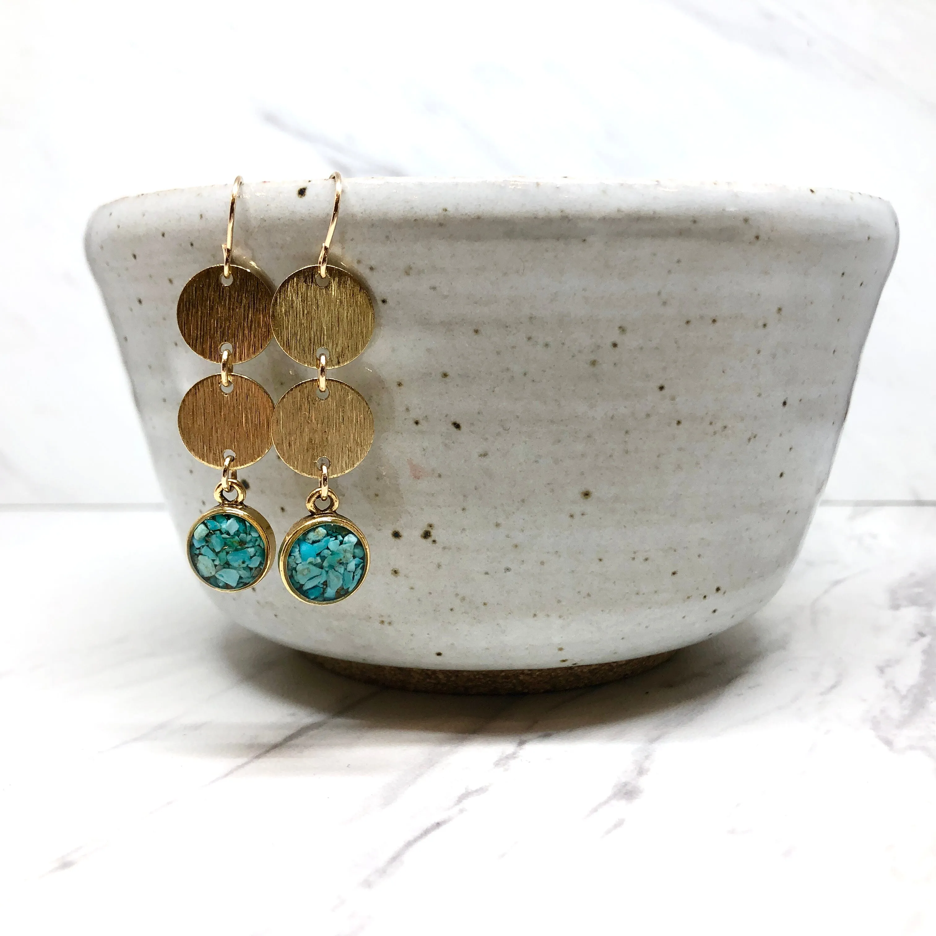 Long circles   Turquoise Earrings