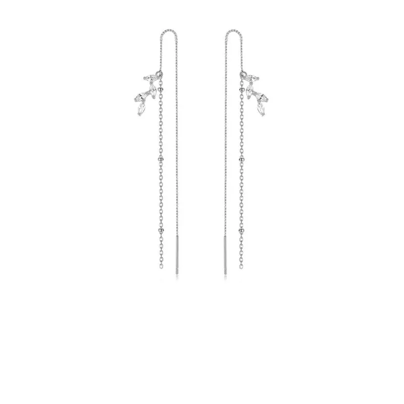 Long Tassel Earrings With Niche Design And Temperament In Sterling Silver For Women