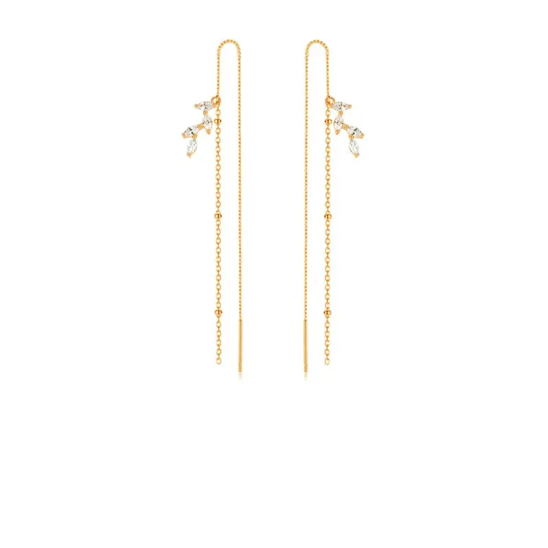 Long Tassel Earrings With Niche Design And Temperament In Sterling Silver For Women