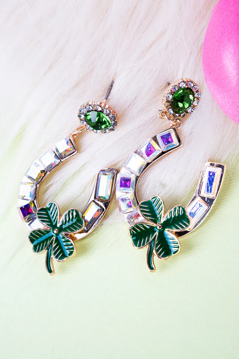 Lots Of Luck Iridescent Horseshoe Earrings