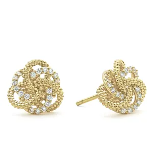 Love Knot Large 18K Gold Love Knot Diamond Stud Earrings