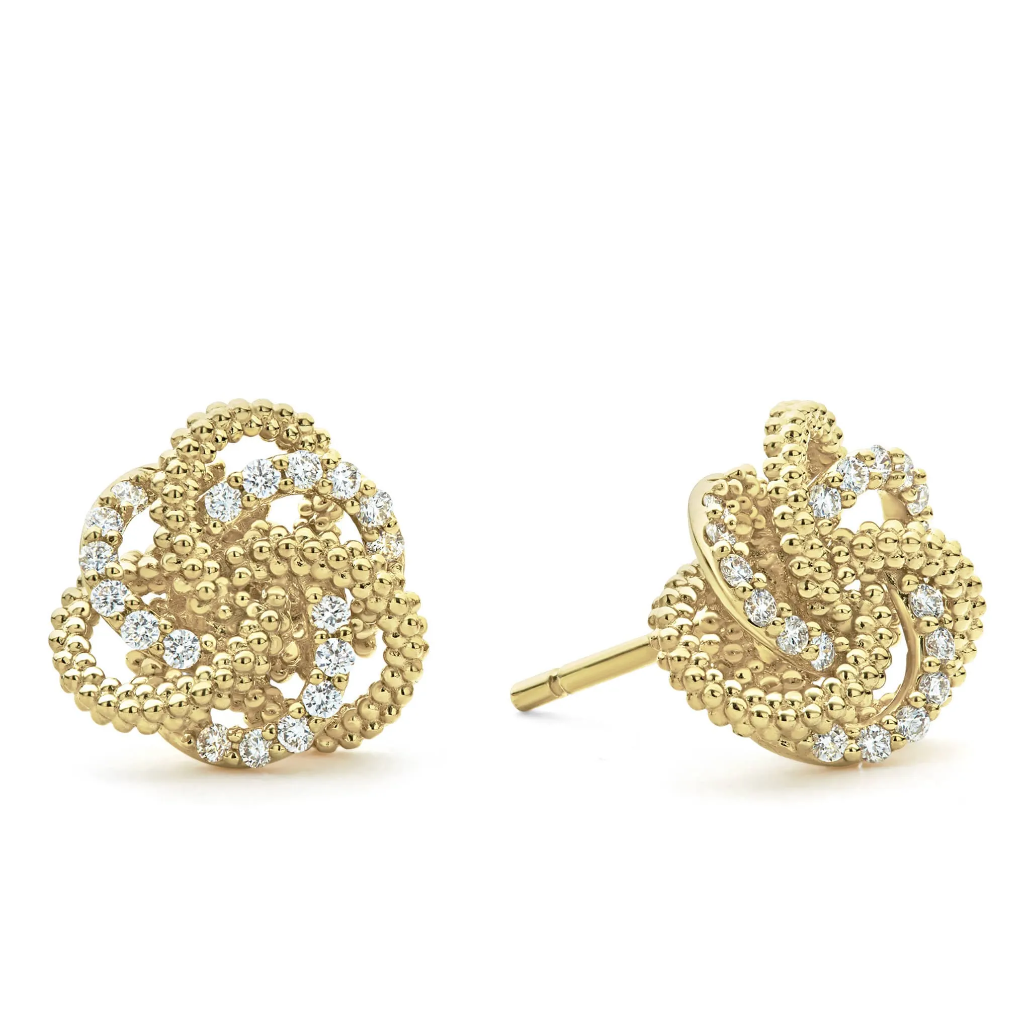 Love Knot Large 18K Gold Love Knot Diamond Stud Earrings