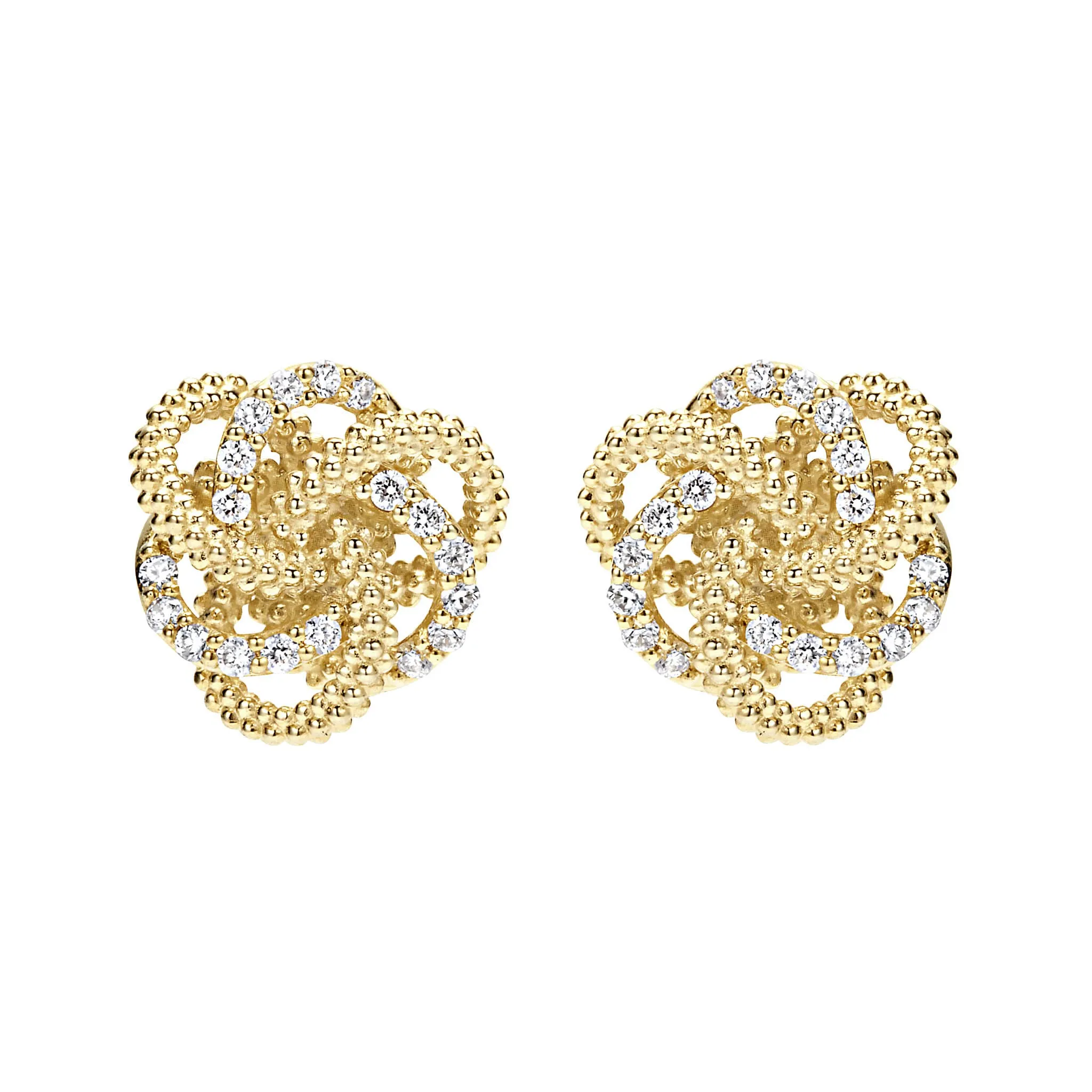 Love Knot Large 18K Gold Love Knot Diamond Stud Earrings