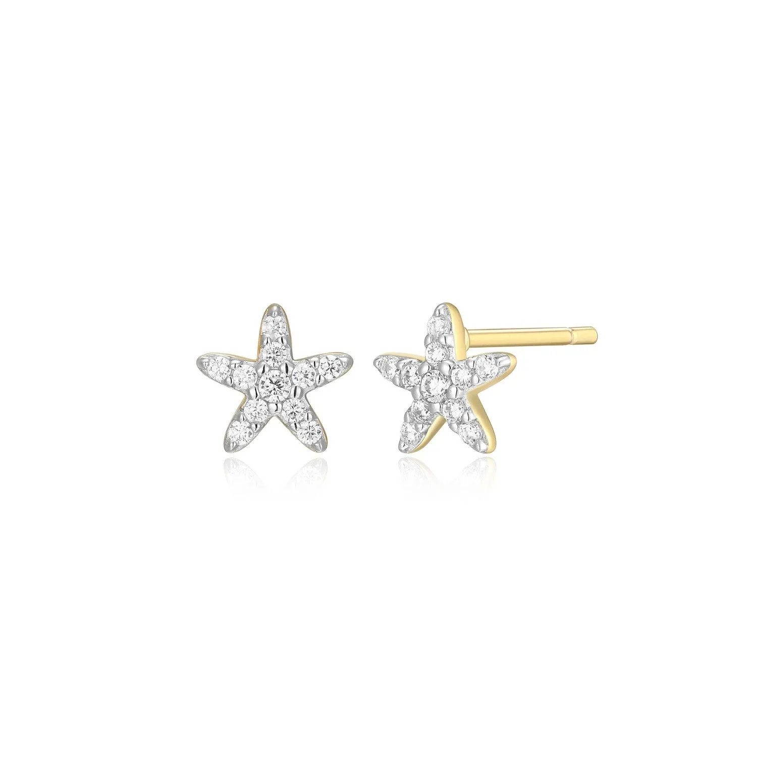 M by Monte Luna LG Diamond Starfish Stud Earrings in 18K Yellow Gold/Rhodium Plated Sterling Silver
