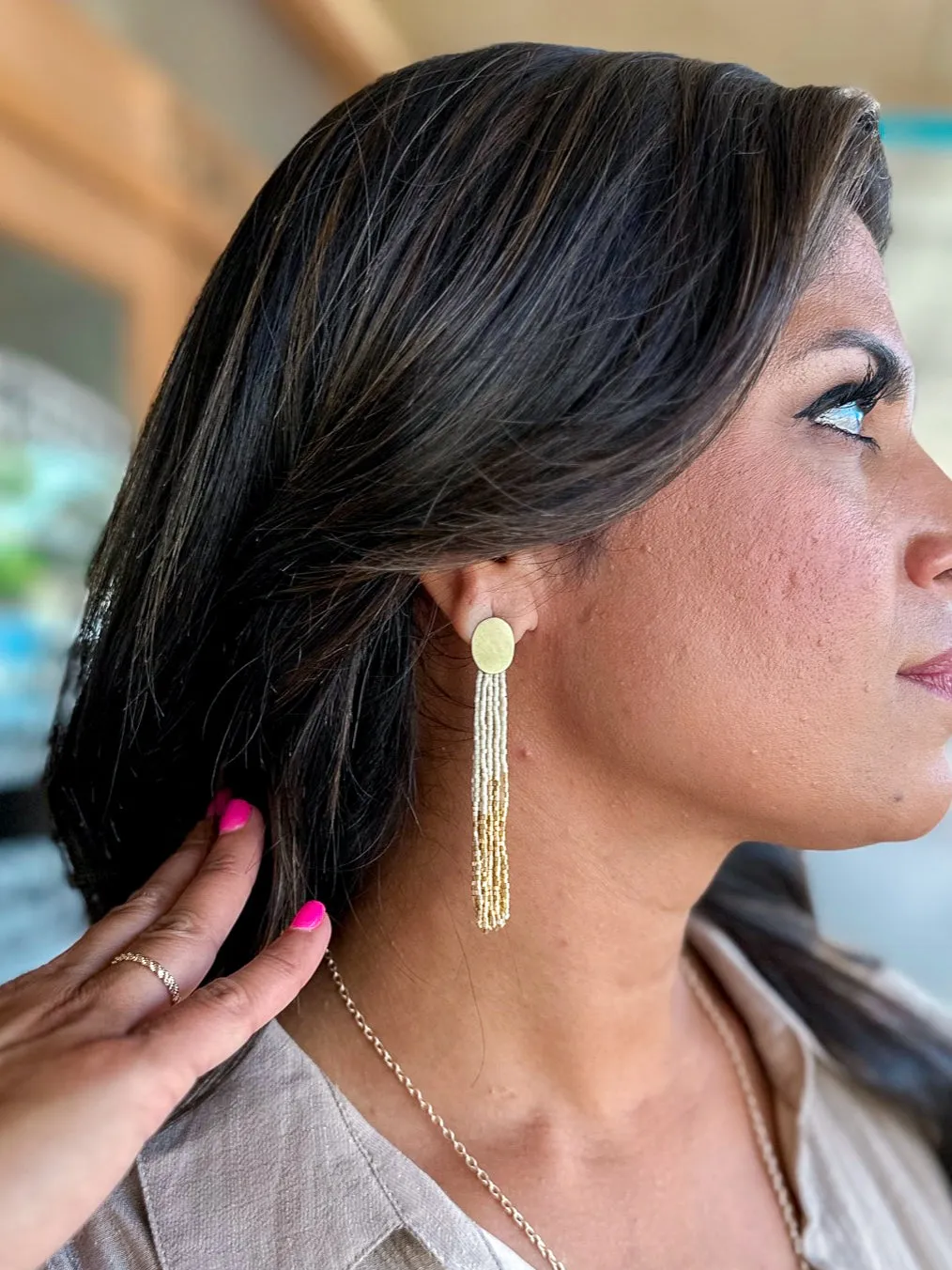 Mae 2 Color Beaded Tassel Earring