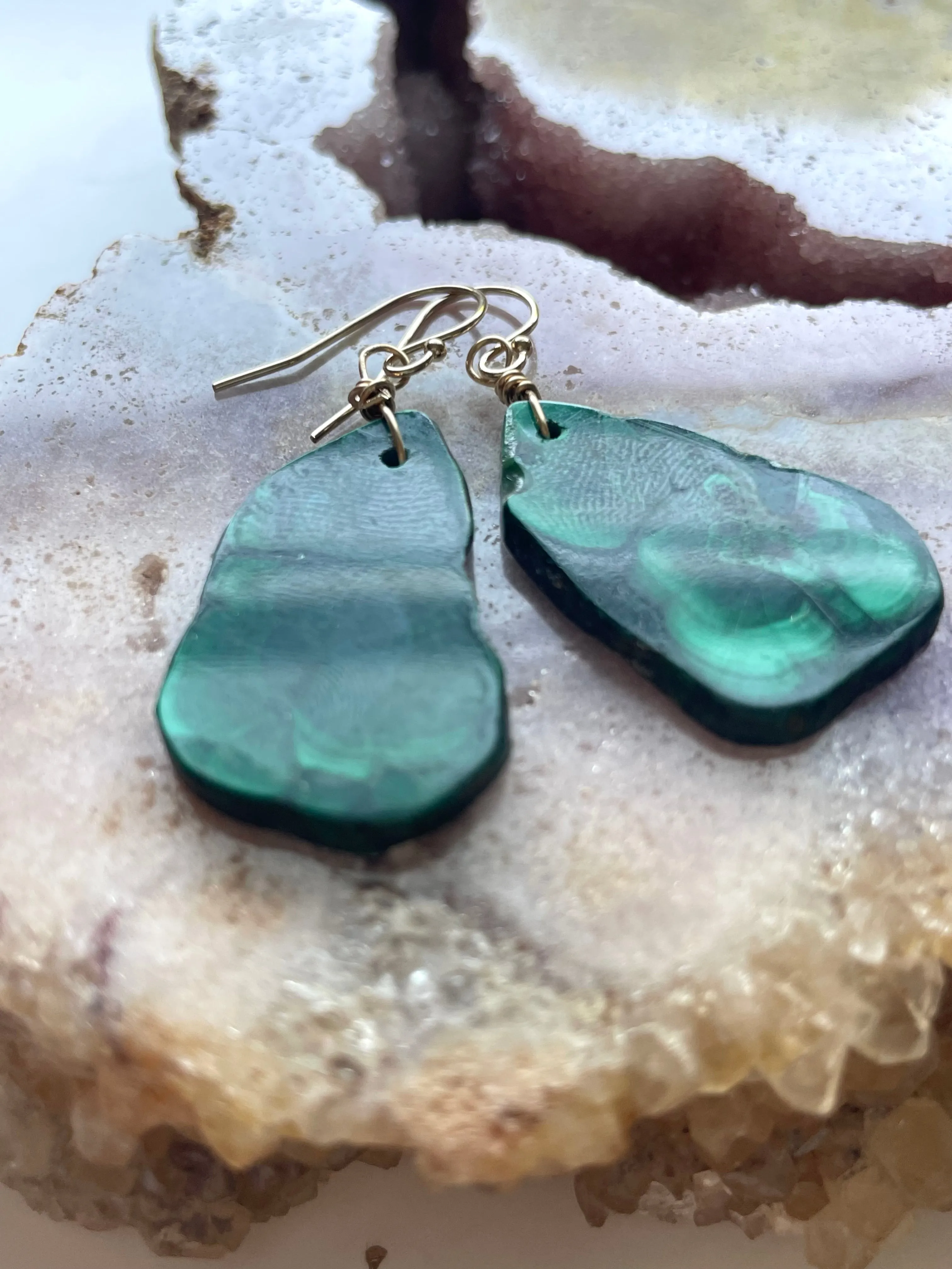 Malachite Crystal Dangle Earrings 14kt Gold Filled