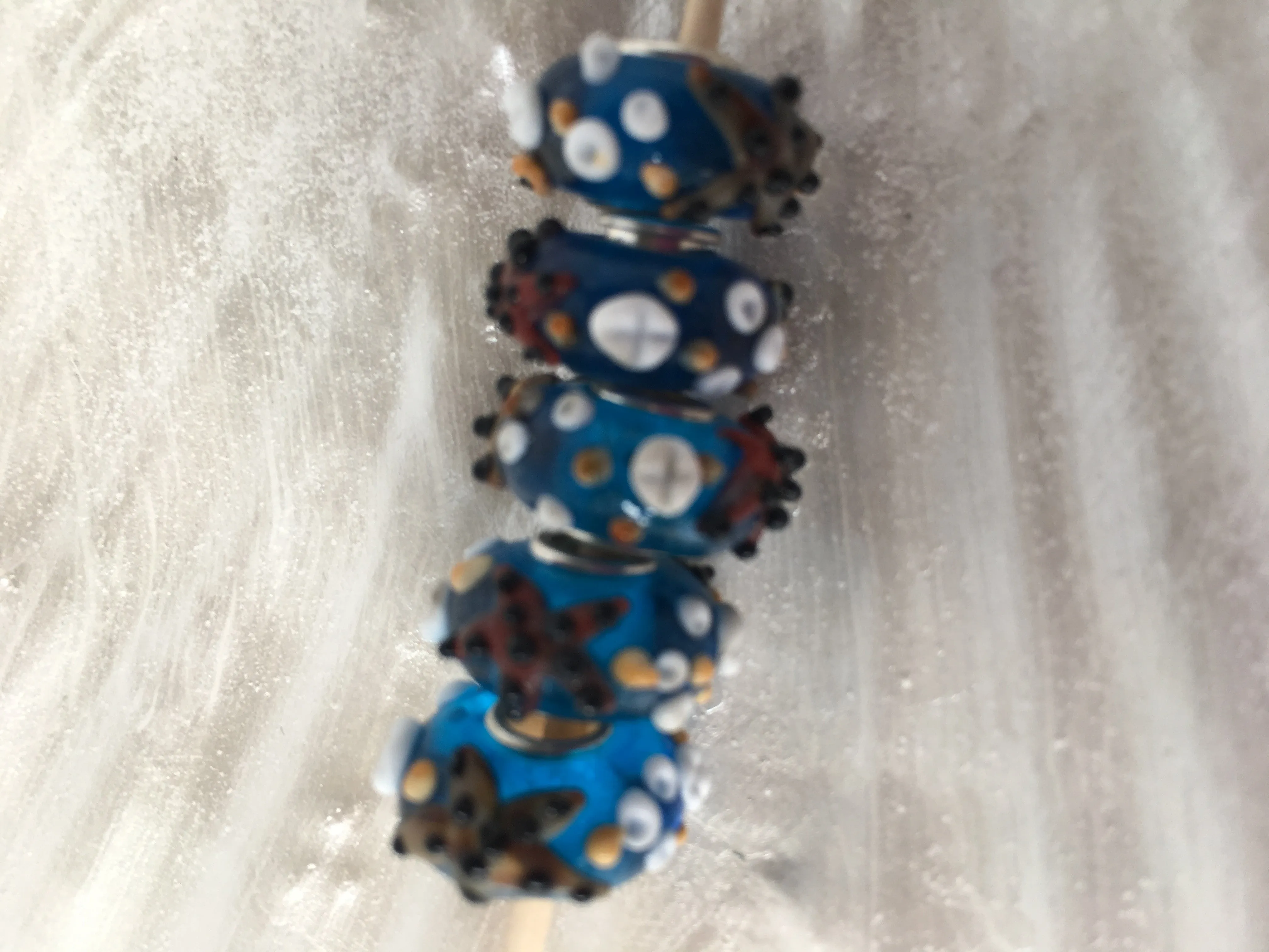 MALU- Lampwork Glass  STARFISH & SHELLS Large Hole Bead