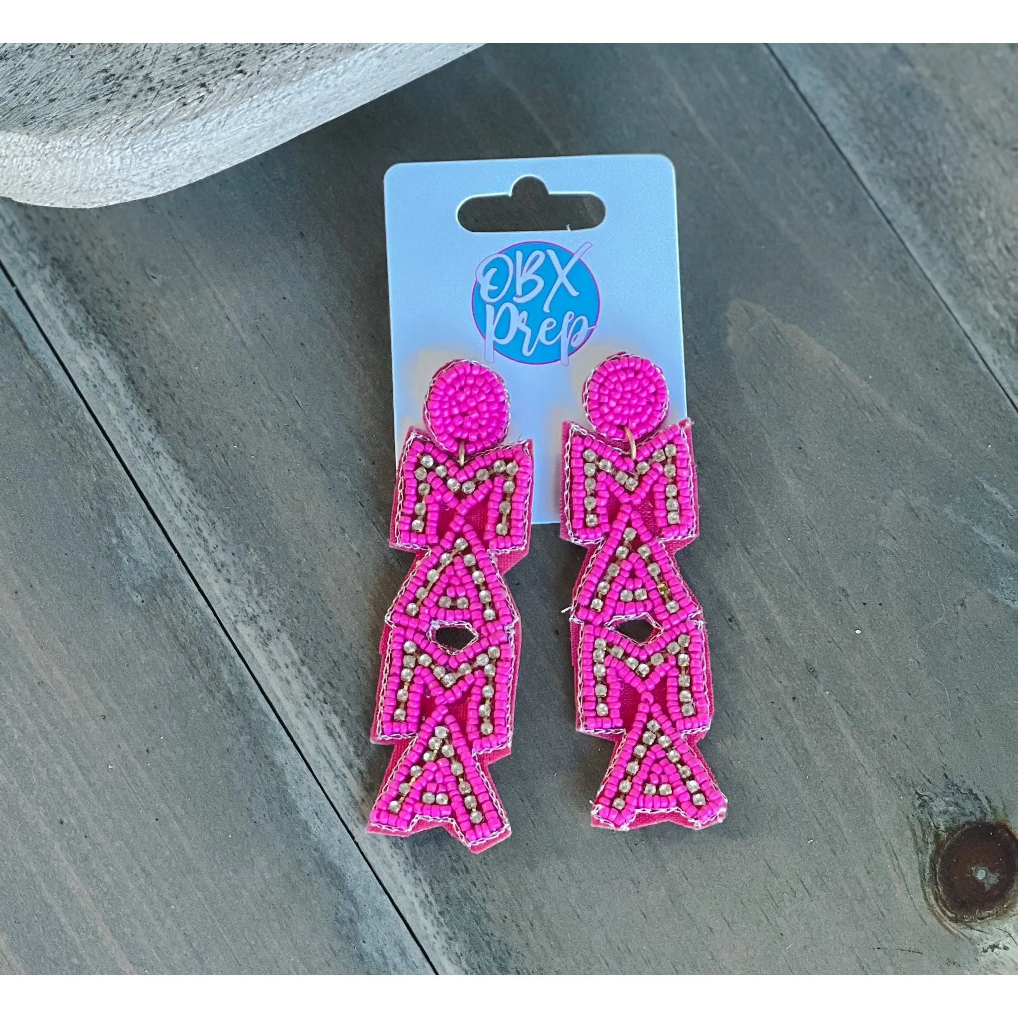 MAMA Seed Beaded Dangling Earrings S