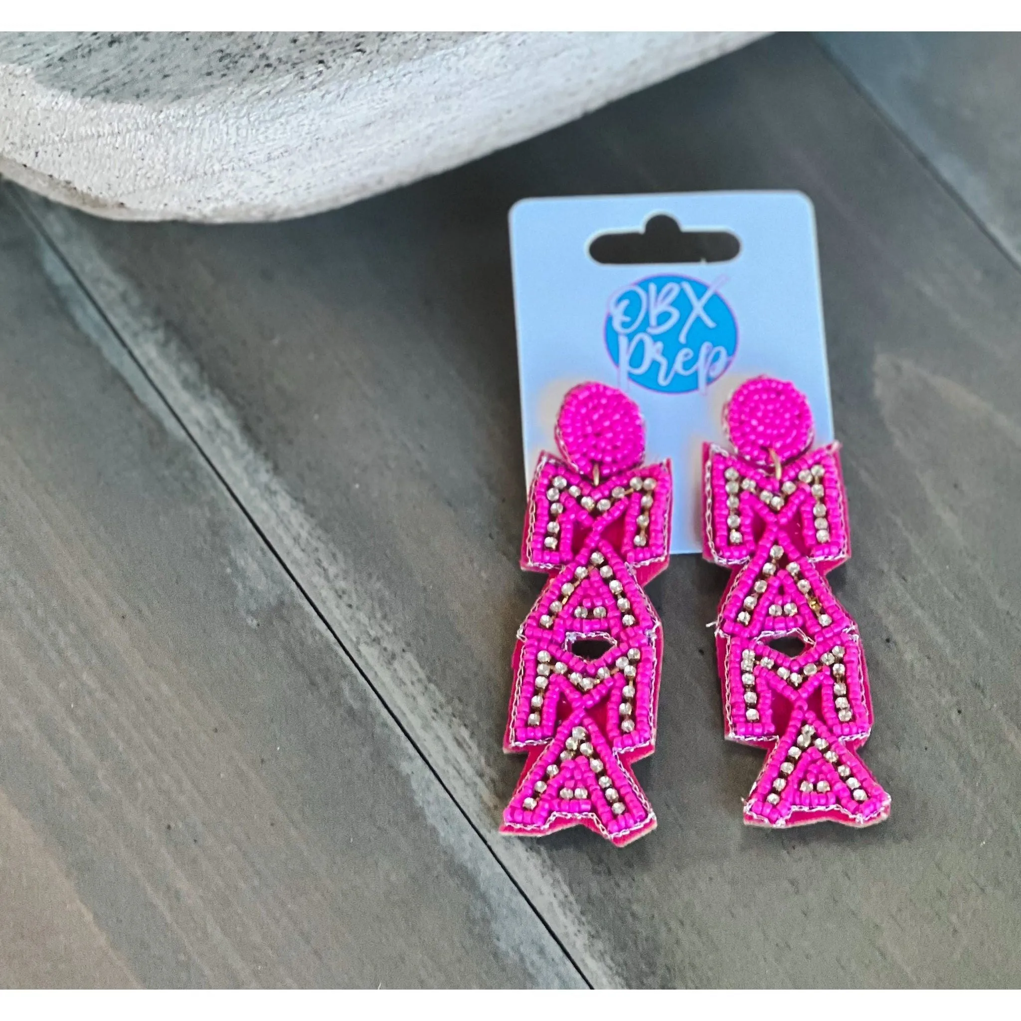 MAMA Seed Beaded Dangling Earrings S