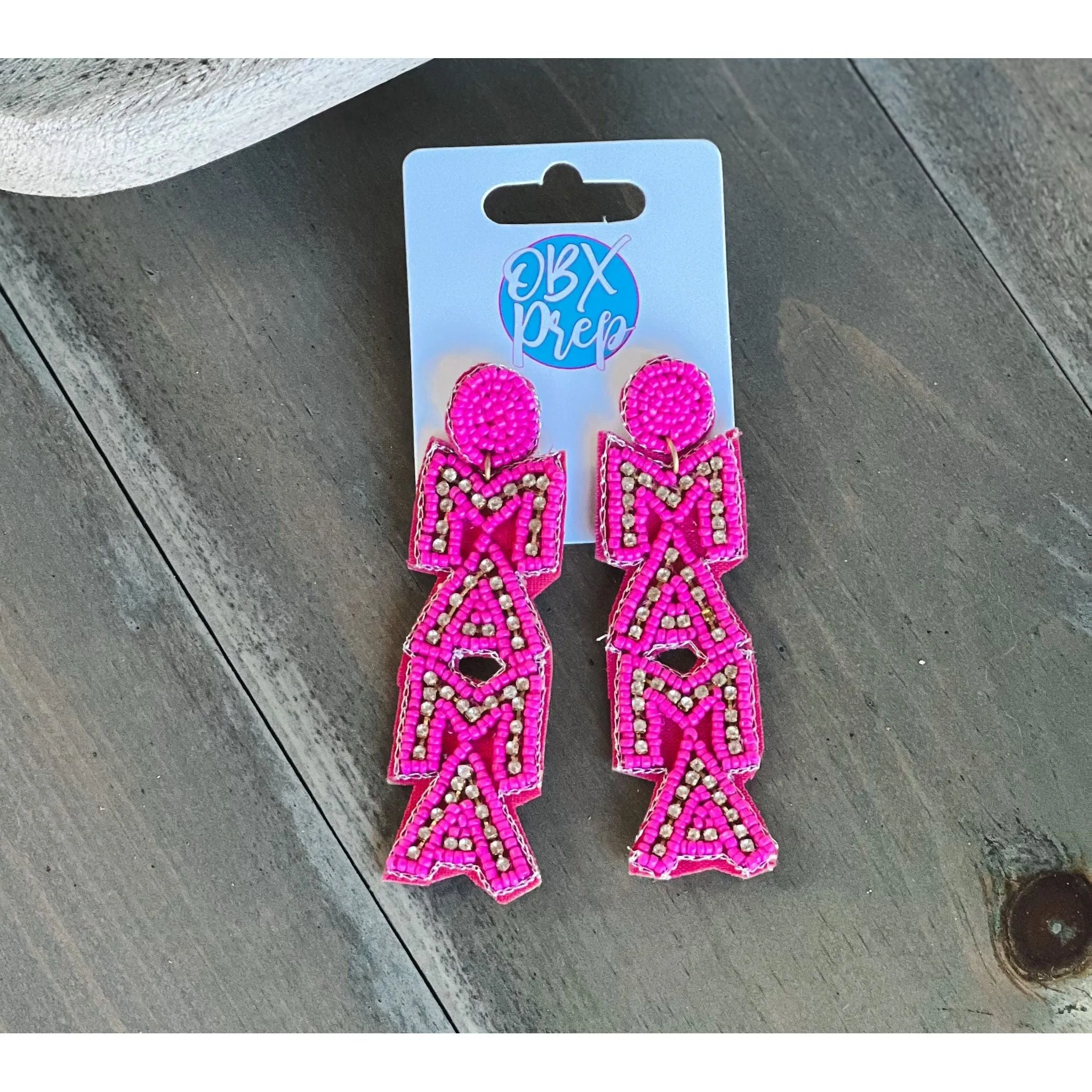 MAMA Seed Beaded Dangling Earrings S