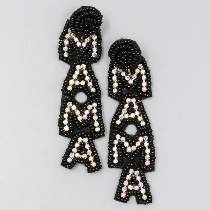 MAMA Seed Beaded Dangling Earrings S