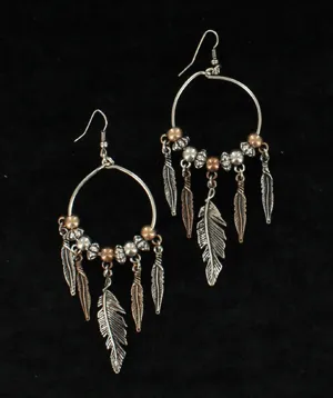 M&F Blaxin Roxx Feather Drop Earrings 30754