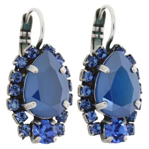 Mariana "Royal Blue" Silver Plated Teardrop Pear Crystal Earrings, 1259/1 206