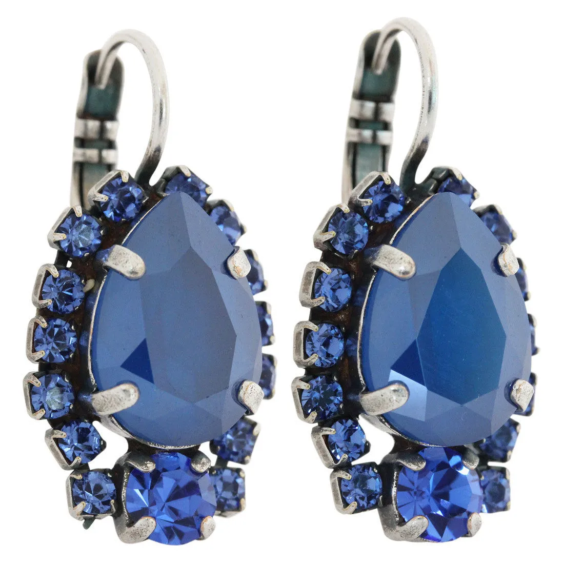 Mariana "Royal Blue" Silver Plated Teardrop Pear Crystal Earrings, 1259/1 206