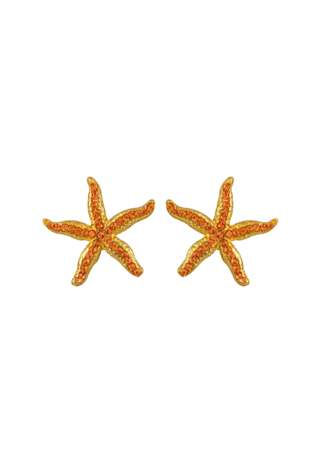 Marina's Golden Starfish Crystal Earrings Daphne x Oceanus