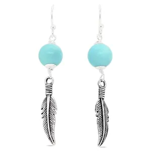 MCJ Jewellery Earrings Turquoise Feathers