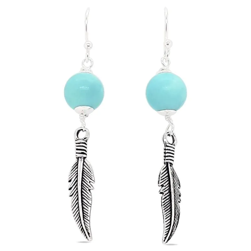 MCJ Jewellery Earrings Turquoise Feathers