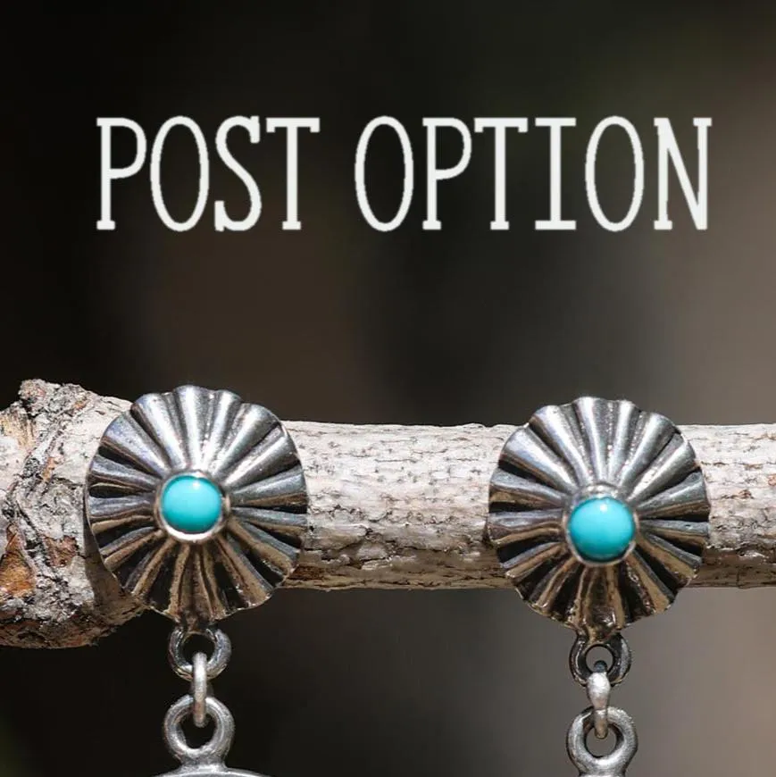 Medium Rosas Earrings with Turquoise (ear wire or post)