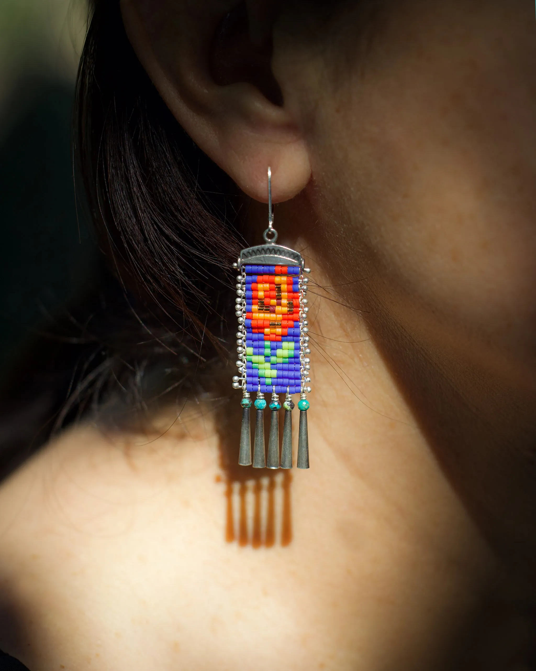 Medium Rosas Earrings with Turquoise (ear wire or post)