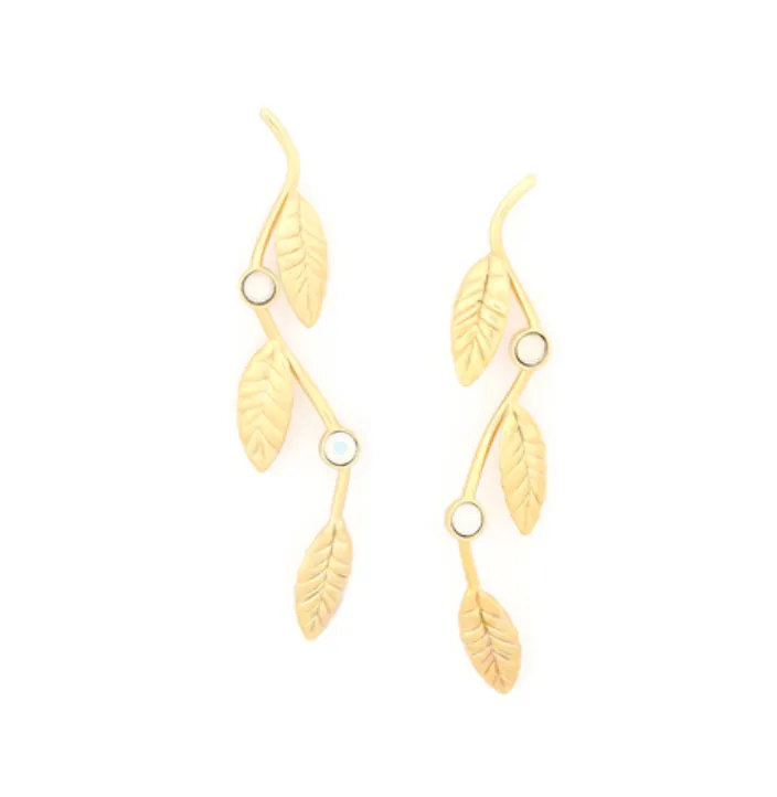 MERRY Stem Leaves Post Earrings