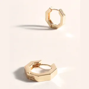 Metal Heptagon Hoop Earrings (Gold)