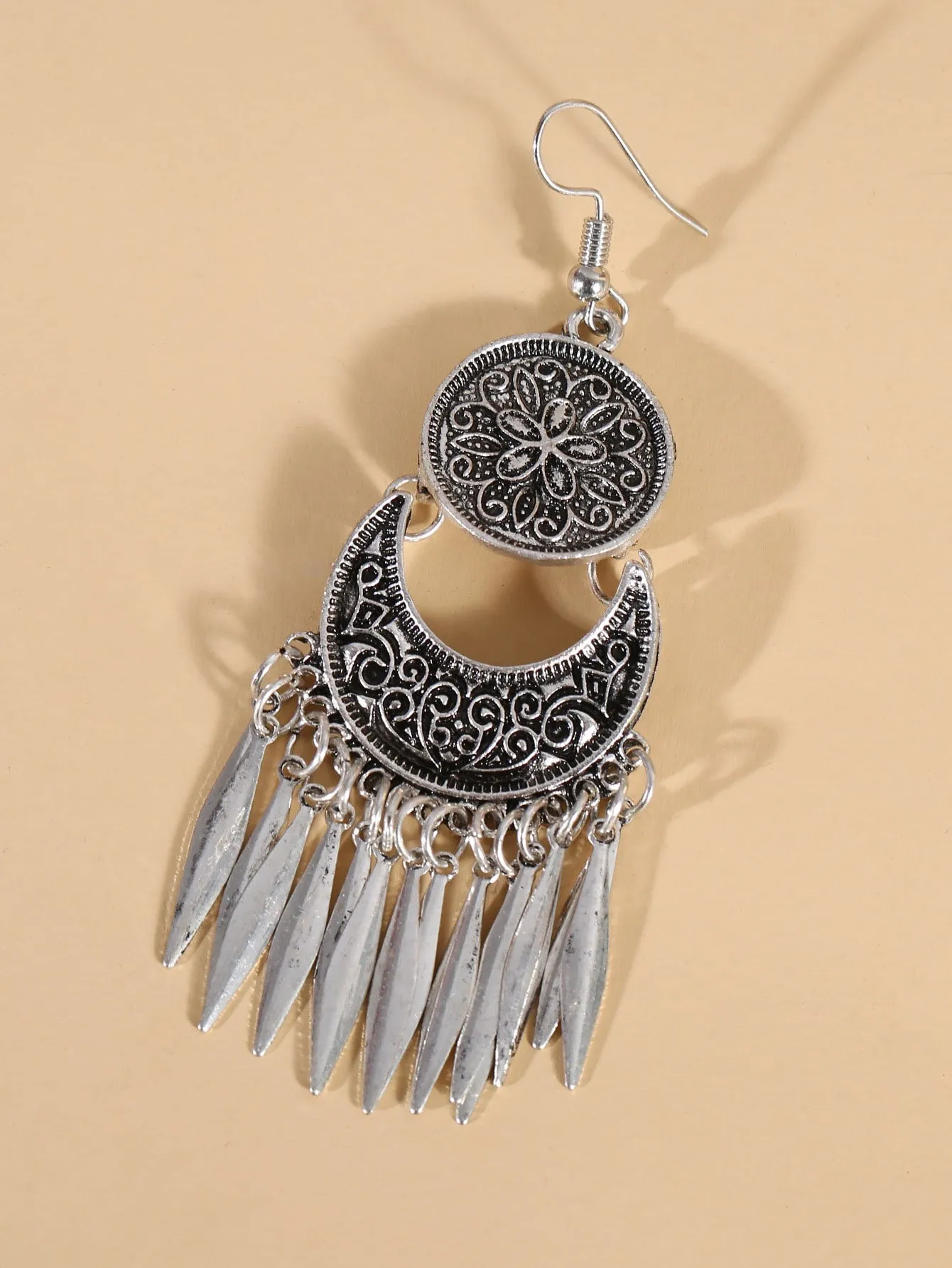 Metal Tassel Charm Drop Earrings
