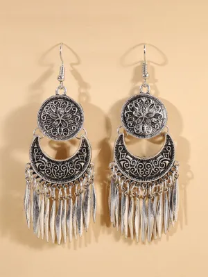 Metal Tassel Charm Drop Earrings