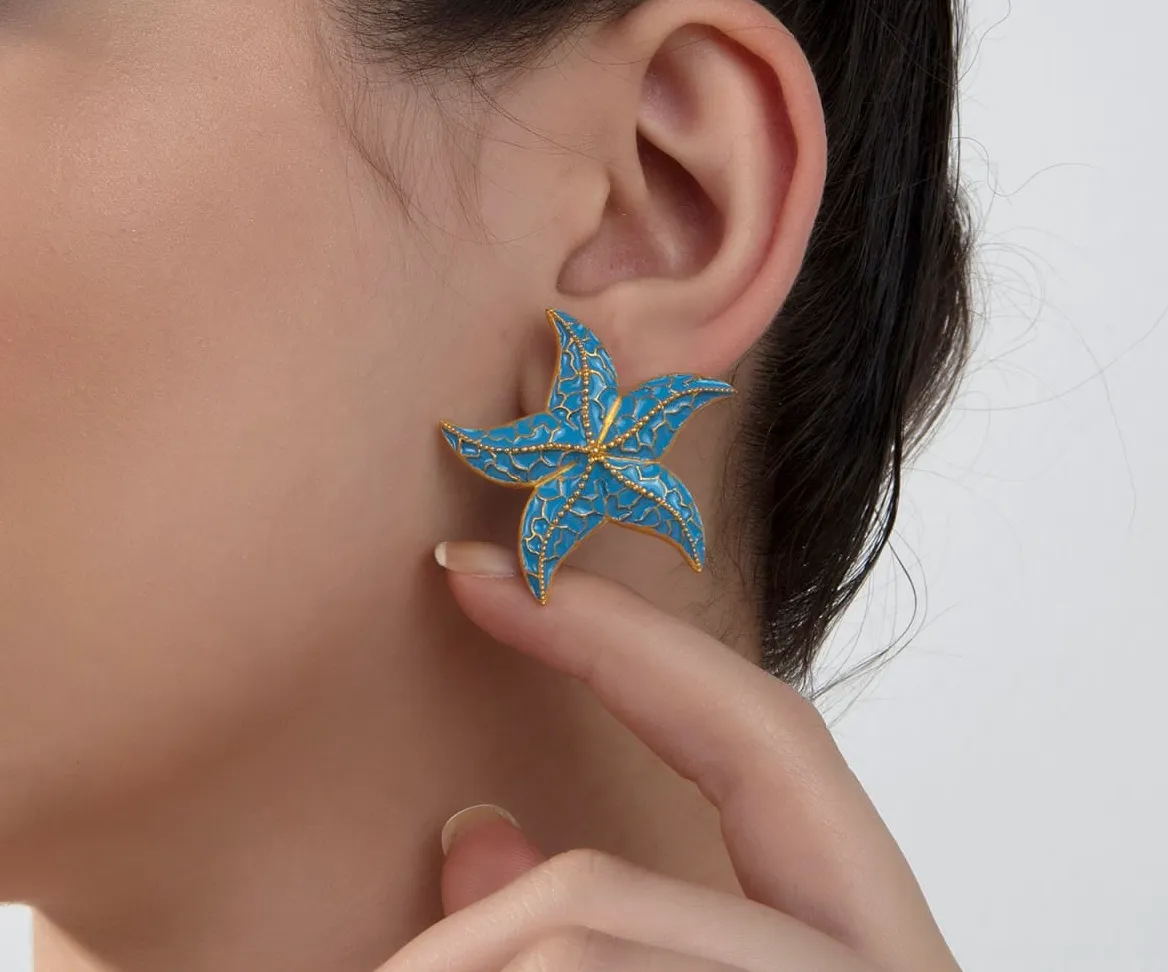 Milou Starfish Earrings - Blue