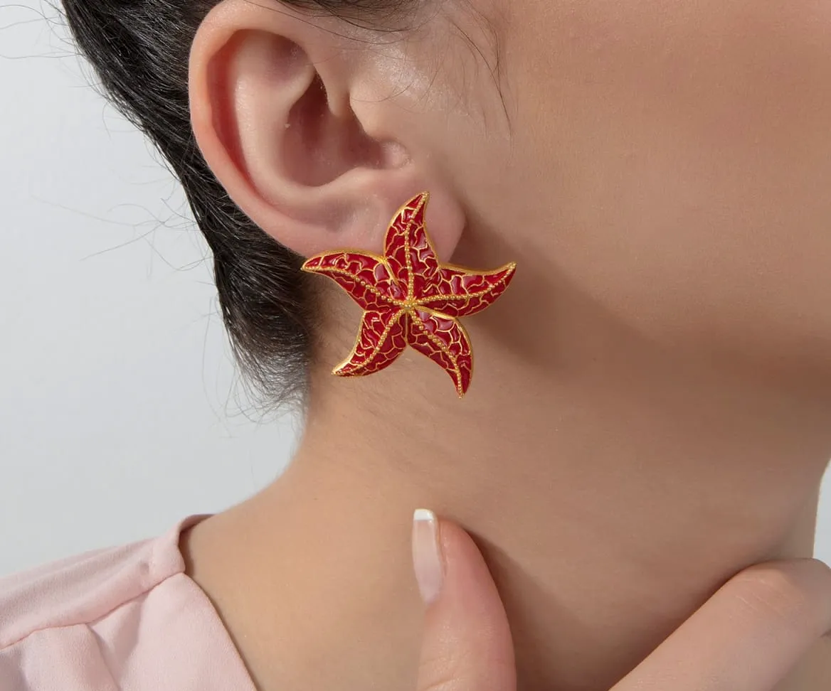 Milou Starfish Earrings - Red