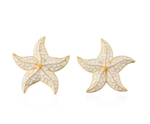 Milou White Starfish Earrings