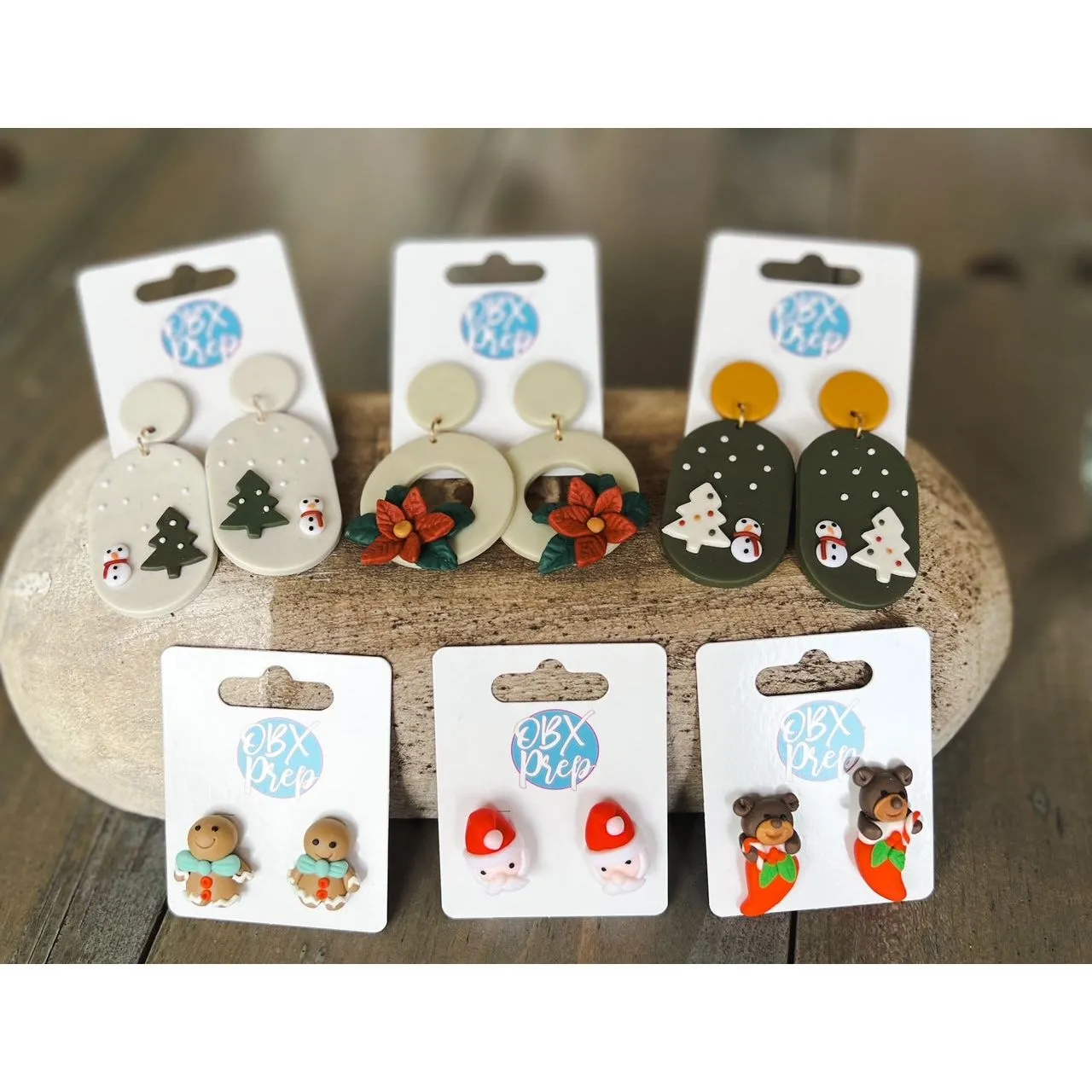 Mini Christmas Polymer Clay Gingerbread Man Earrings